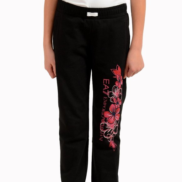 Emporio Armani EA7 Girls Black Logo Print Track Sweat Pants